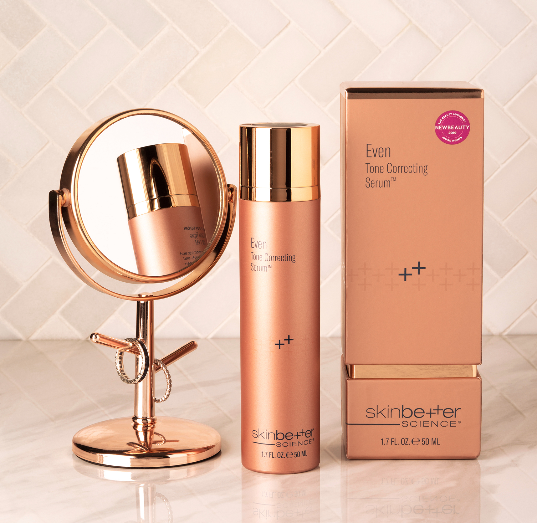 even tone correcting serum vanity mirror