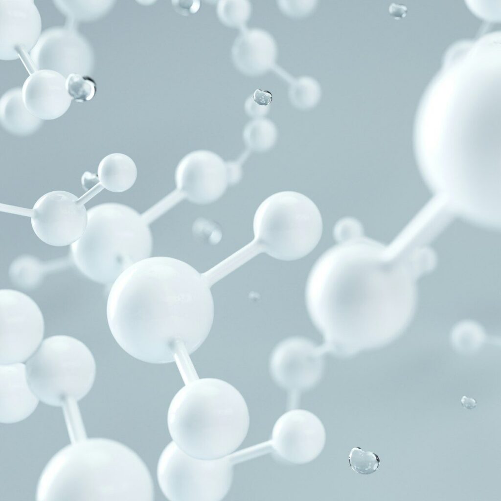 white molecular structure 3d render