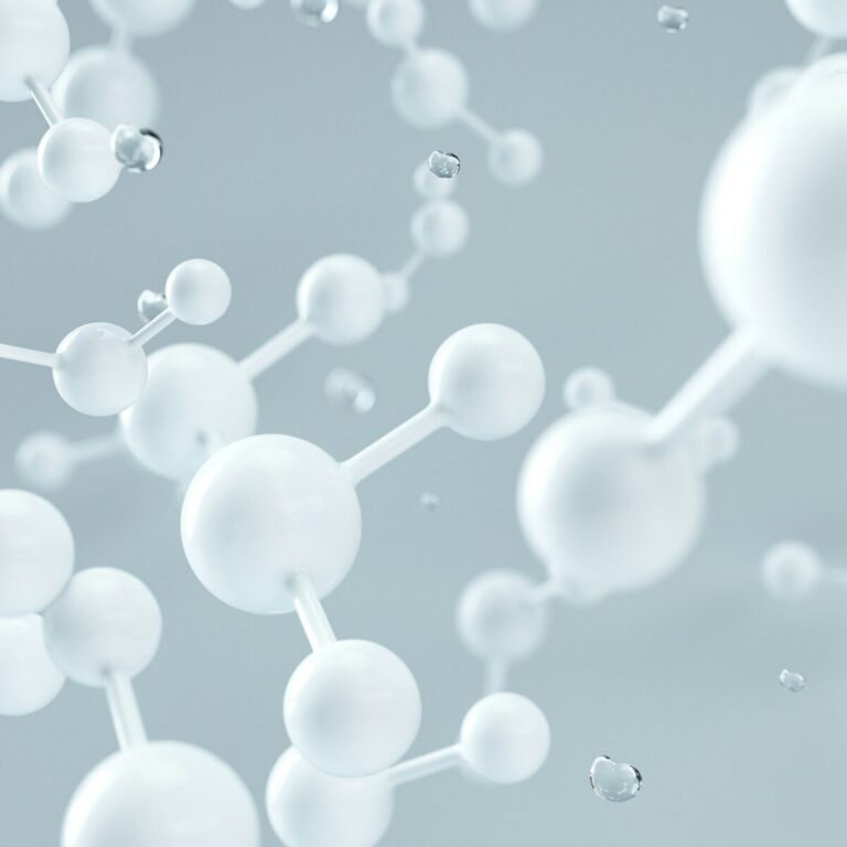 white molecular structure 3D render