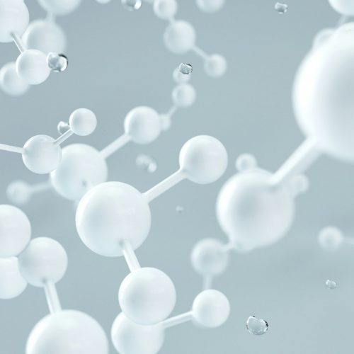 white molecular structure 3d render