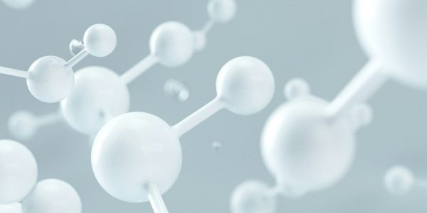 white molecular structure 3d render